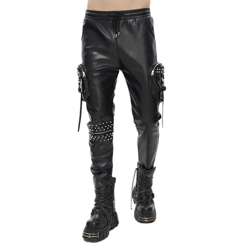 Pantalón para hombre DEVIL FASHION - Draven Dream Punk Studded Leather Cargo - PT184