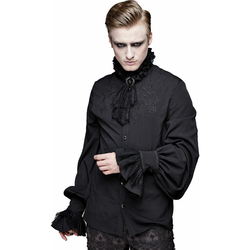 Camisa para hombre DEVIL FASHION - Crass Melody Gothic Embroidered Shirt With Necktie - SHT04101