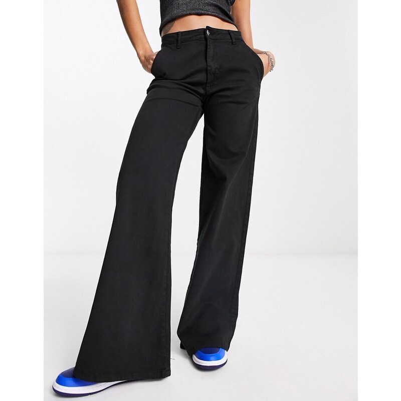 Pantalones negros de pernera ancha y talle alto de Urban Classics-Black