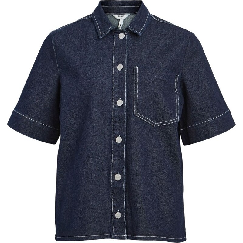 Object Blusa Shirt Gemme - Dark Blue Denim
