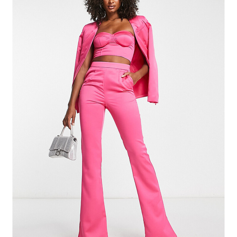 Pantalones de campana rosa intenso de talle alto de Extro & Vert Tall (parte de un conjunto)