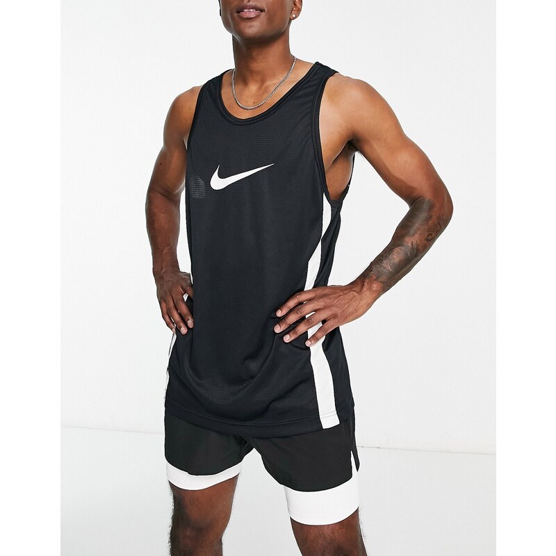 Camiseta negra sin mangas con logo Icon de Nike Basketball-Negro