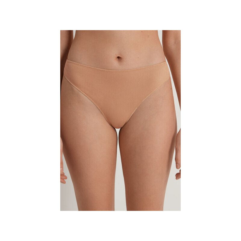 Tezenis Braguita Brasileña de Talle Alto Nude String Mujer Natural Tamaño L  