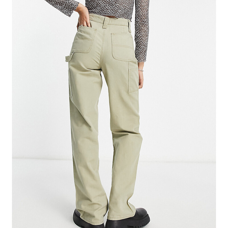 ASOS Tall Pantalones cargo caquis minimalistas con ribetes en contraste de ASOS DESIGN Tall-Verde