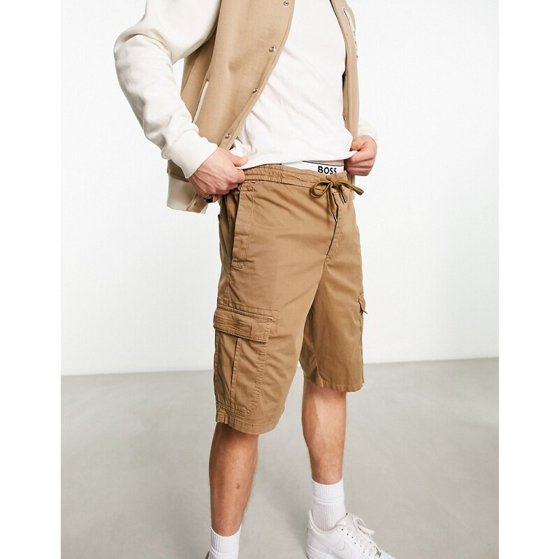 Pantalones cortos beis estilo cargo con cordón ajustable Sisla2 de BOSS Orange-Beis neutro