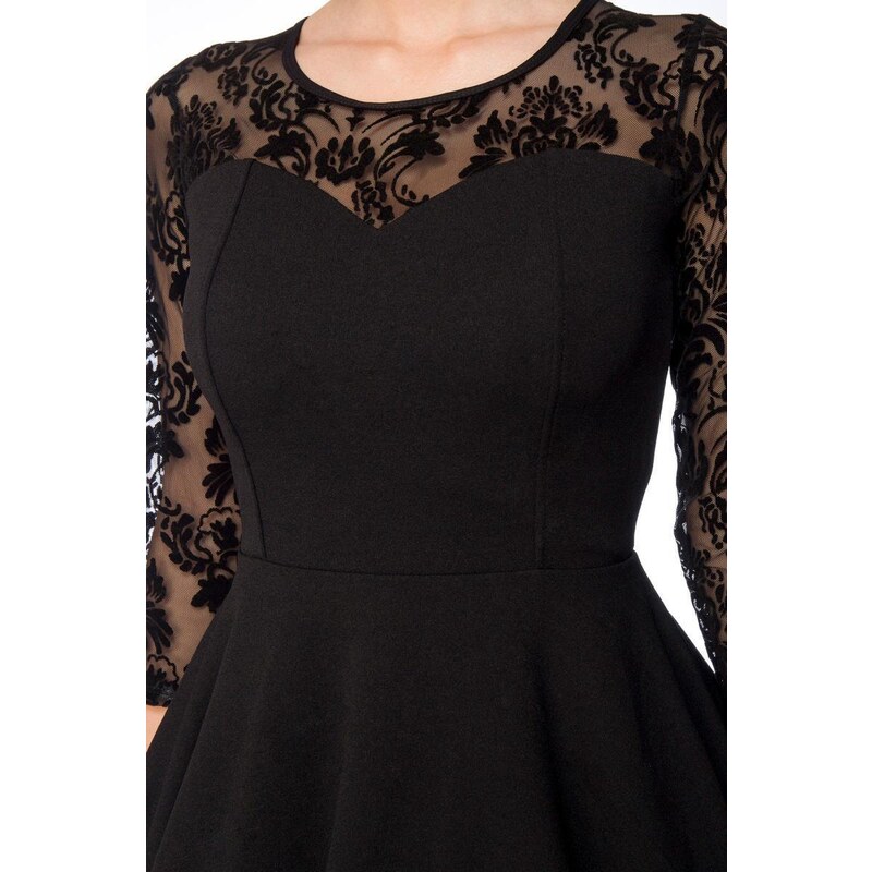 Glara Lace black vintage evening dress