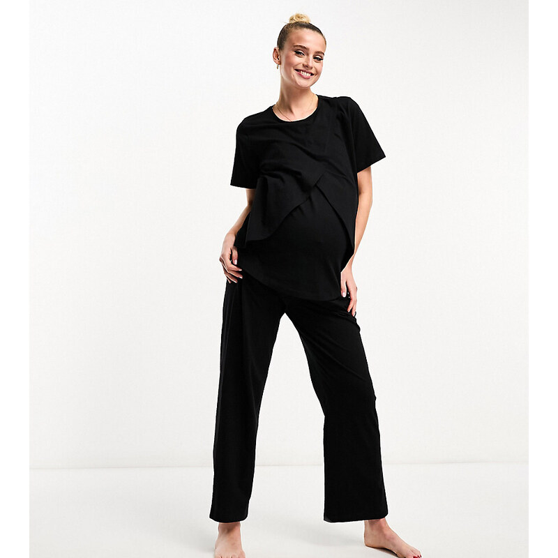 ASOS Maternity Pantalones de pijama negros de algodón Mix & Match de ASOS DESIGN Maternity