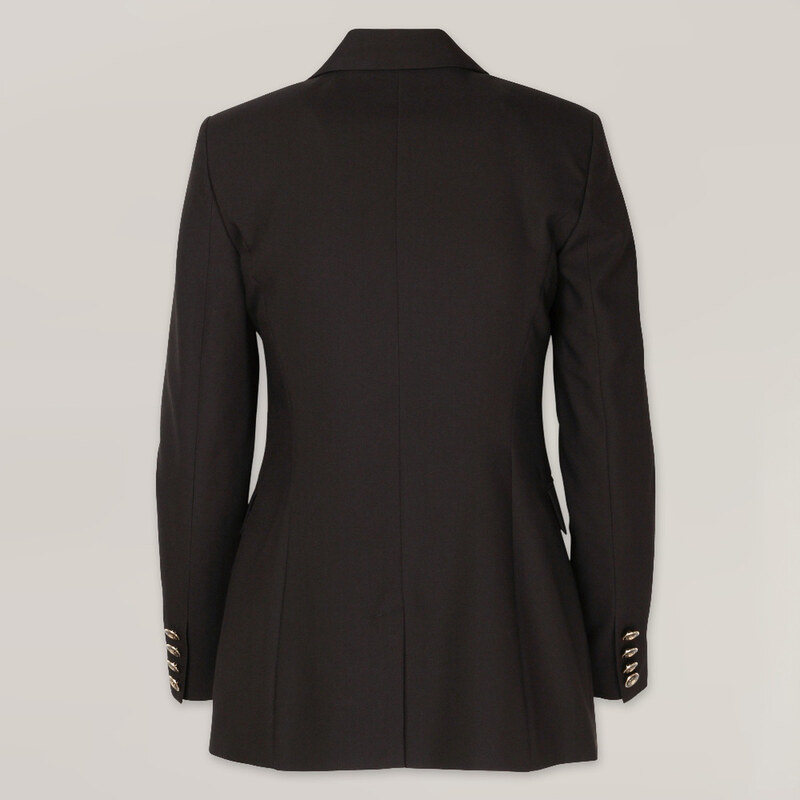 Willsoor Elgante chaqueta para mujer en color negro con estampado liso 15054