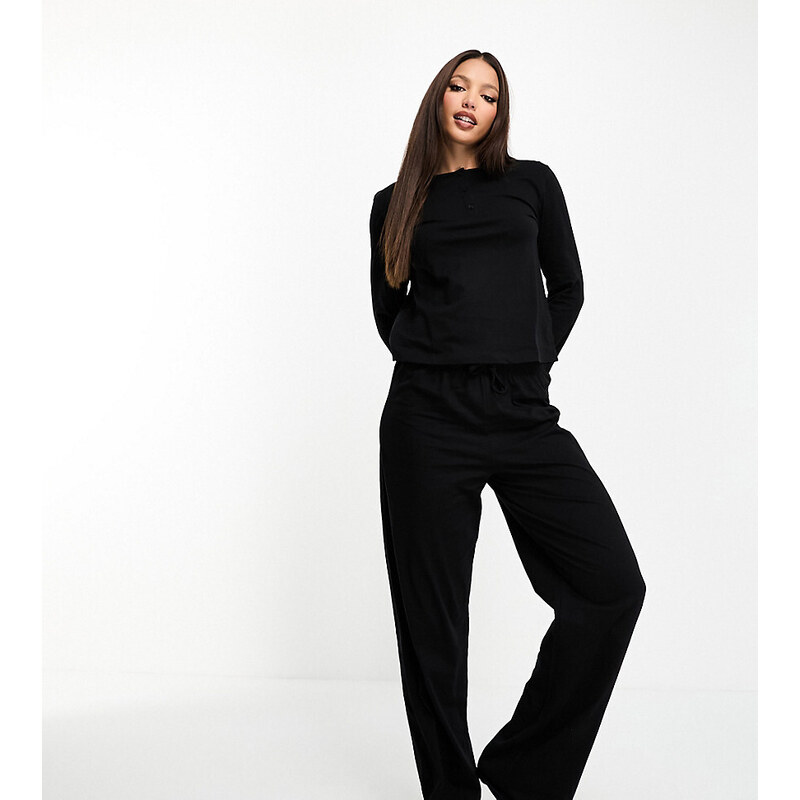 ASOS Tall Pantalones de pijama negros de algodón Mix & Match de ASOS DESIGN Tall