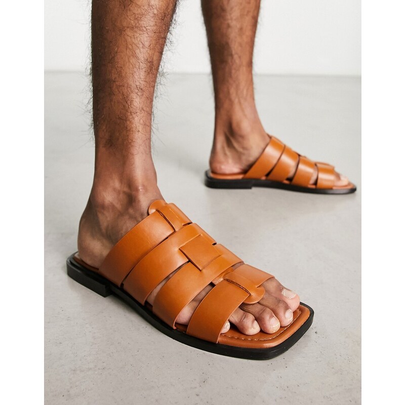 Sandalias color tostado planas de cuero Sani de ASRA-Brown