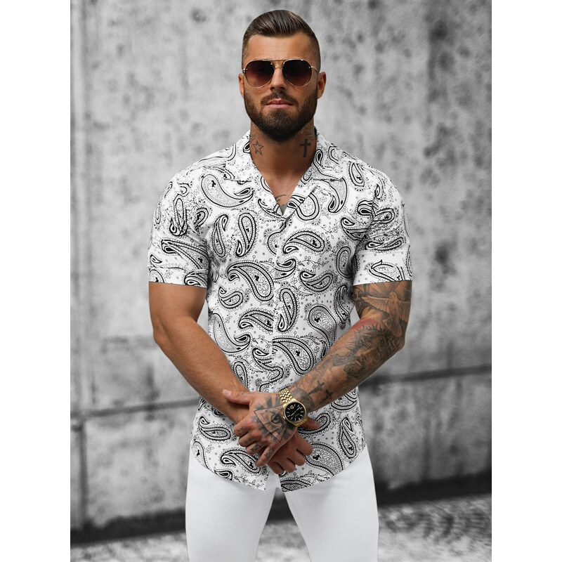 Camisa de hombre con manga corta blanca OZONEE E/1400/621