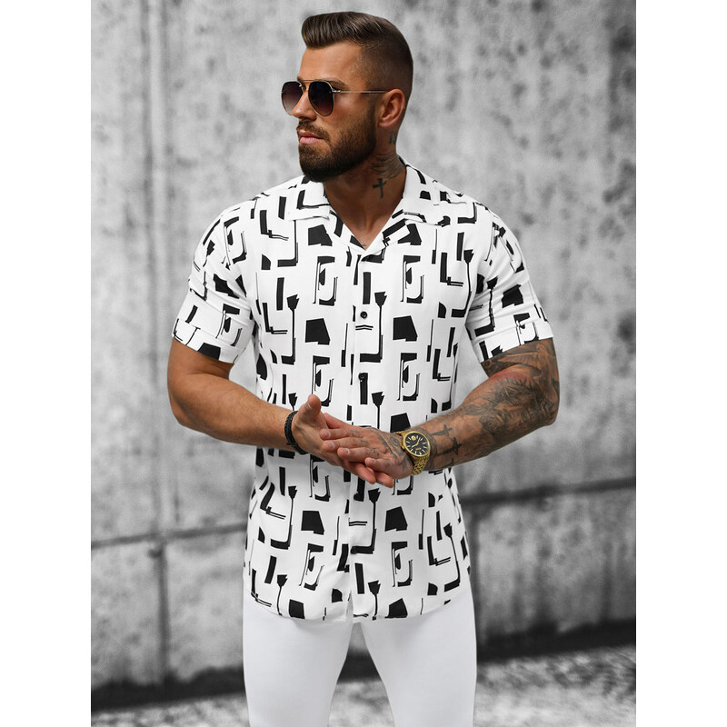 Camisa de hombre con manga corta blanca OZONEE E/1400/522