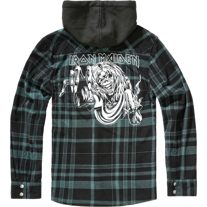 Camisa de para hombre Iron Maiden - EDDI - Check - BRANDIT - 61048-black-green