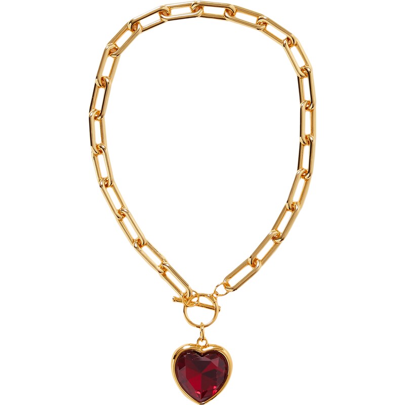 Timeless Pearly Collar Con Colgante De Corazón Chapado En Oro - Collares