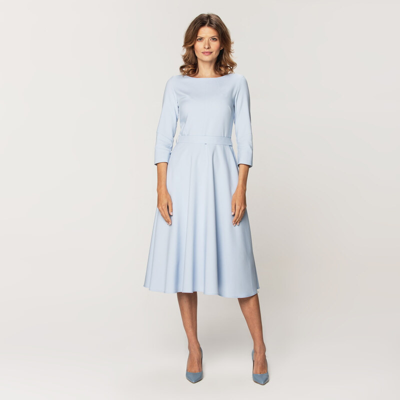 Willsoor Vestido elegante para mujer midi azul claro color 15322