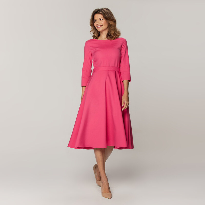 Willsoor Elegante Vestido Midi Color Rosa Para Mujer 15323