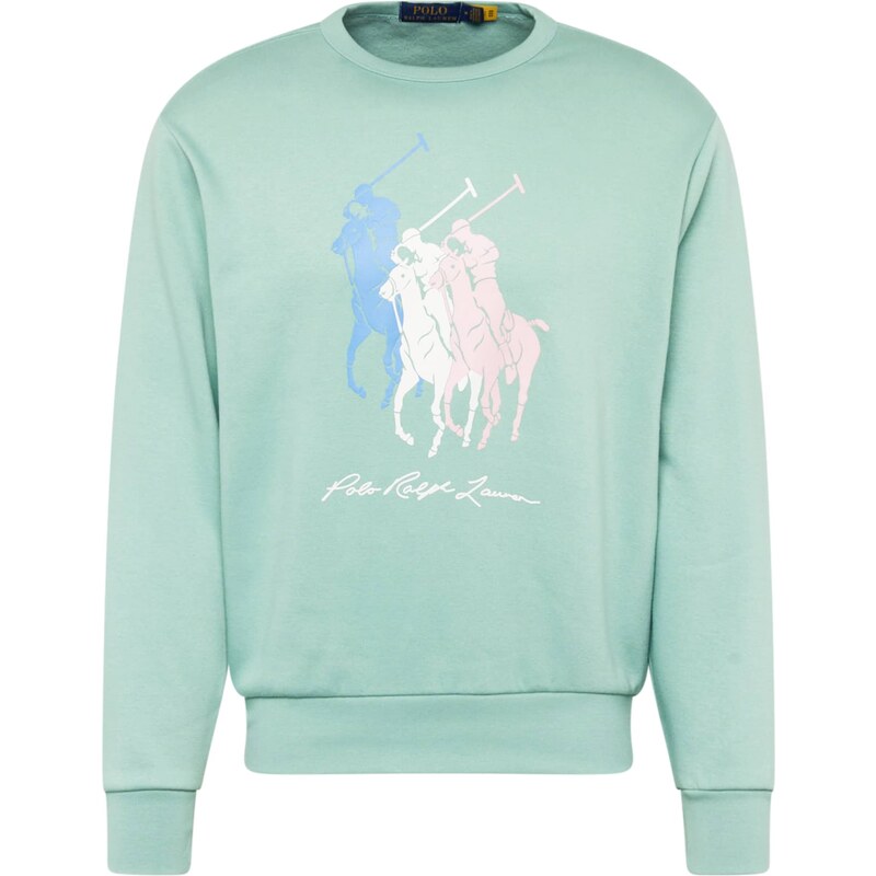 Polo Ralph Lauren Sudadera turquesa jade rosa pastel blanco