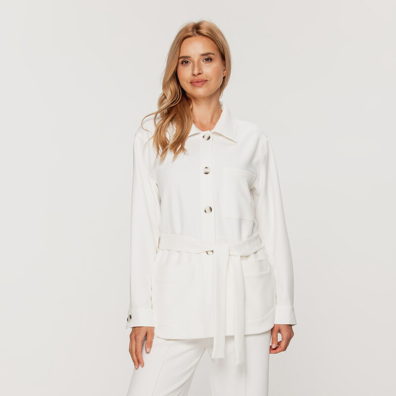 Willsoor Chaqueta de traje para mujer en color blanco con botón fijado15369