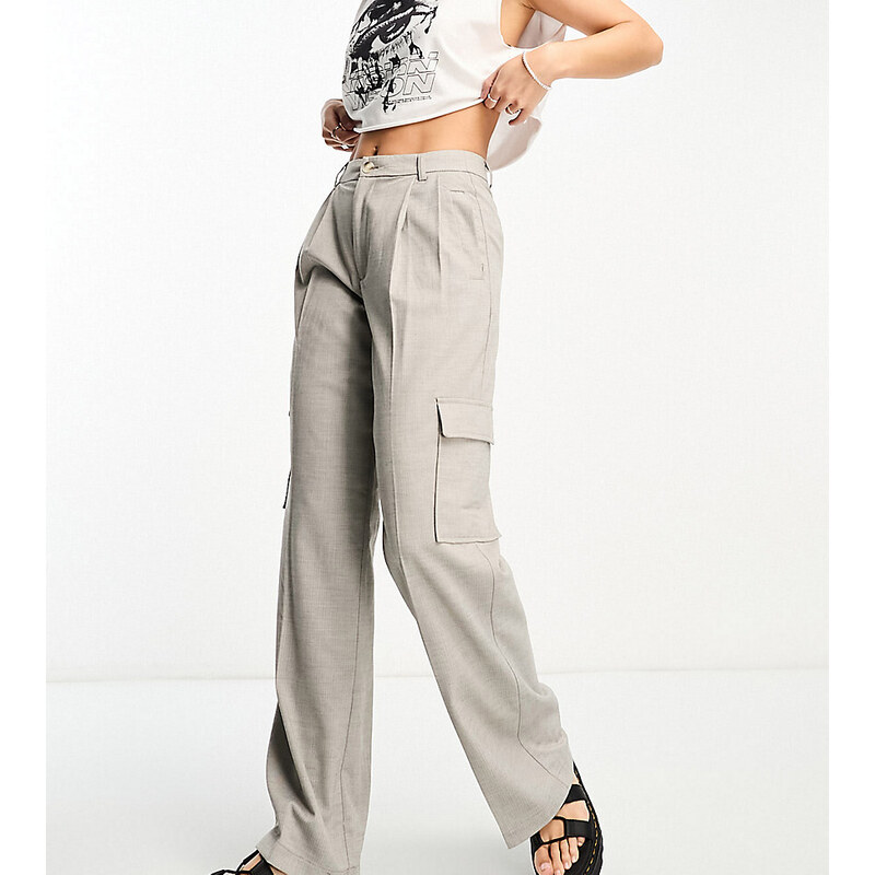 Pantalones de sastre gris melange de estilo cargo de Object Tall