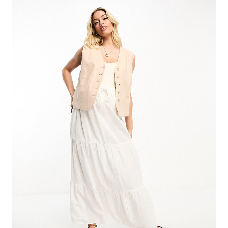 Falda larga blanca con lazada en la cintura de Vero Moda Maternity-Blanco