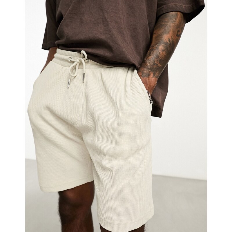 Pantalones cortos beis de punto de arroz de Only & Sons-Beis neutro