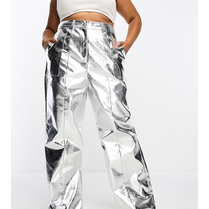 Pantalones plateado metalizado exclusivos de 4th & Reckless Plus
