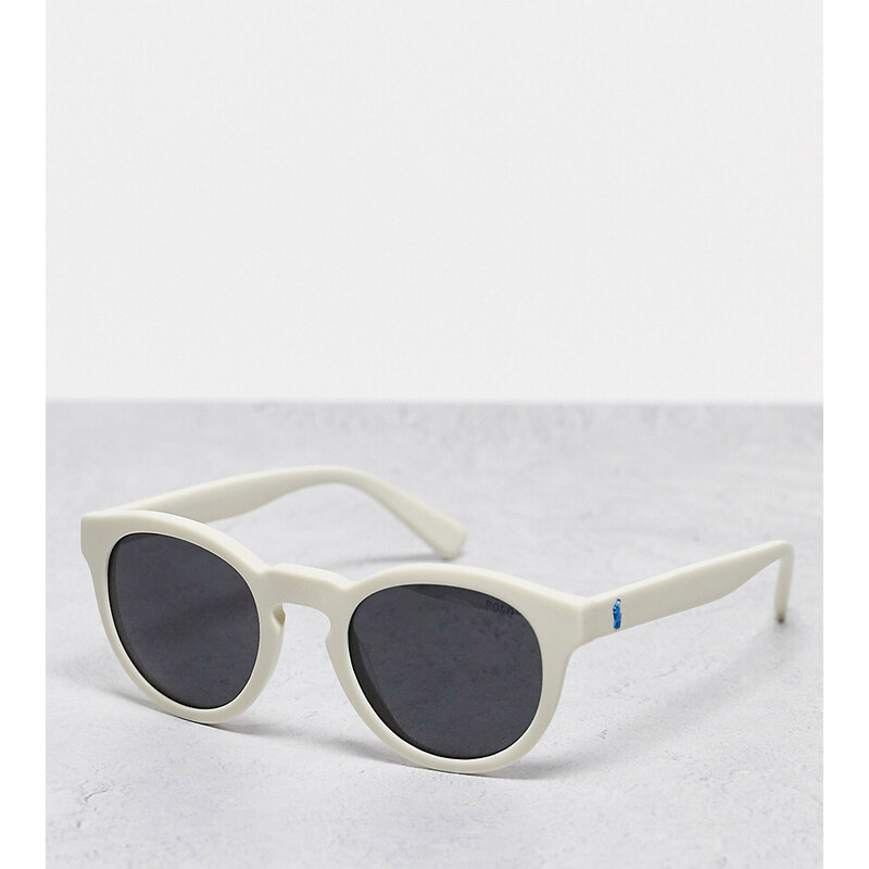 Gafas de sol blanco hueso redondas exclusivas en ASOS de Polo Ralph Lauren
