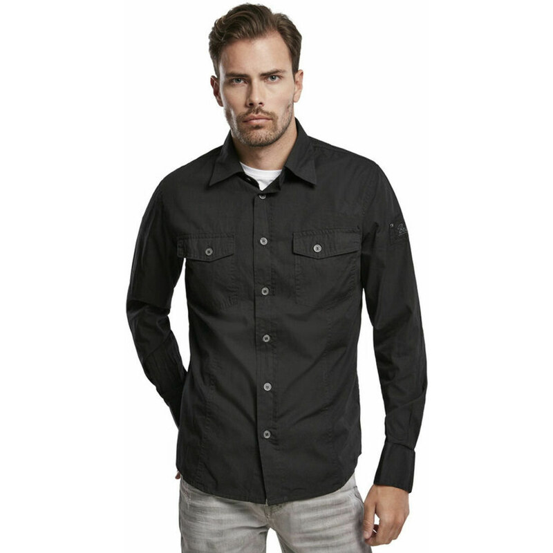 Camisa de hombre Brandit - Camisa de hombre delgada - Negro - 4005/2