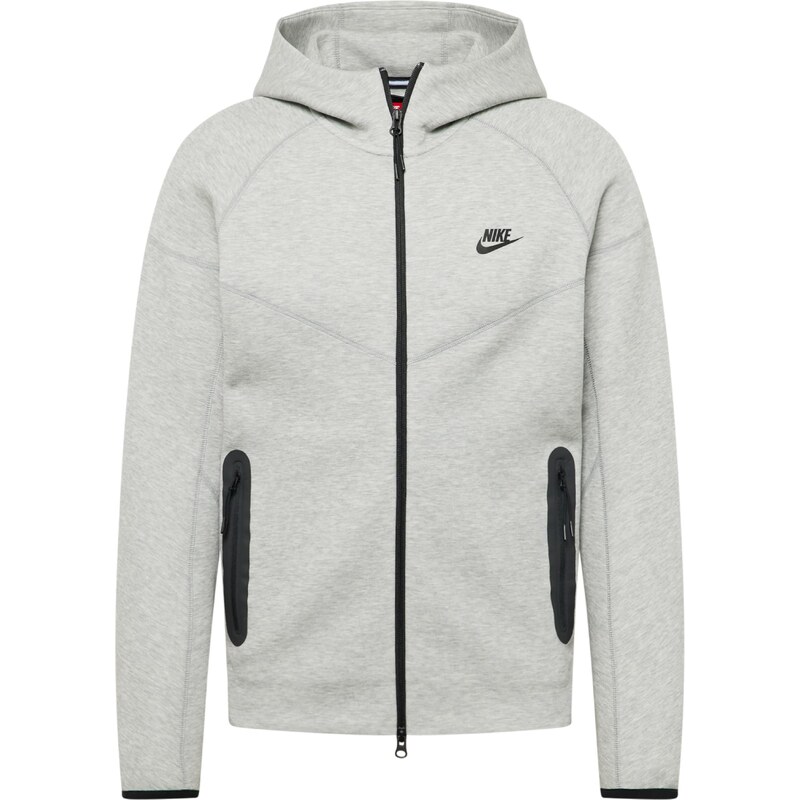 Nike Sportswear Sudadera con cremallera 'TCH FLC' gris moteado / negro