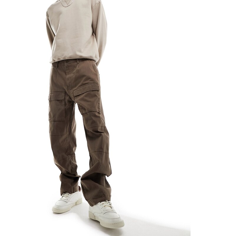 Pantalones marrones cargo con dos bolsillos de Denim Project-Brown