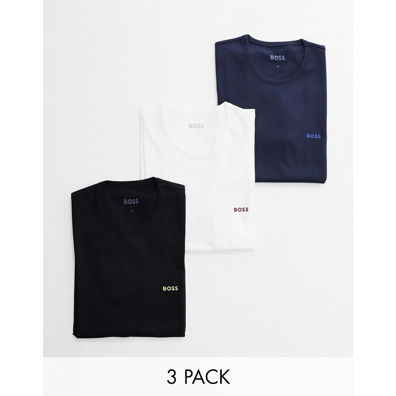Pack de 3 camisetas de color negro, azul marino y blanco clásicas de BOSS Bodywear-Multicolor
