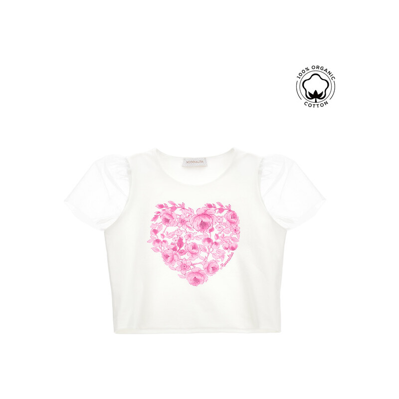 MONNALISA Camiseta de algodón orgánico con tul