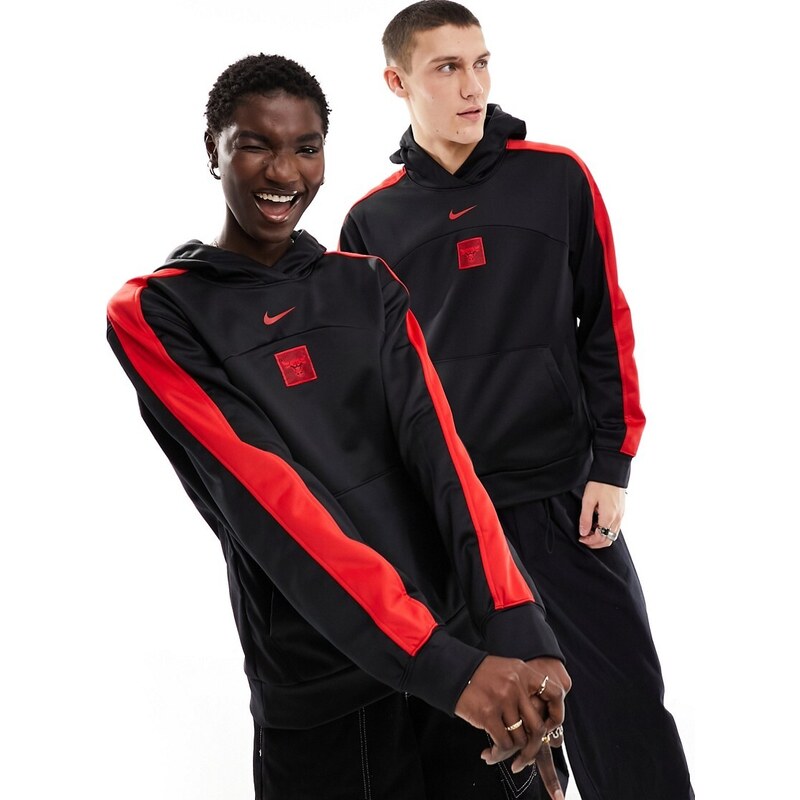 Sudadera negra unisex con capucha y diseño de los Chicago Bulls de la NBA de Nike Basketball-Negro