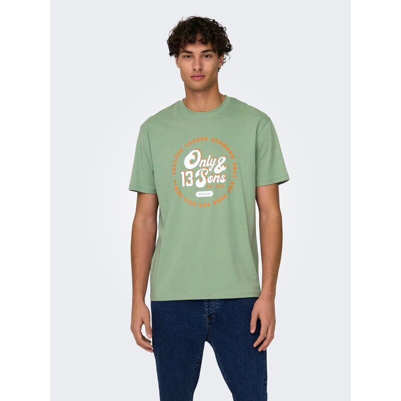 Camiseta Only & Sons Lenny Vintage Print Hedge Green