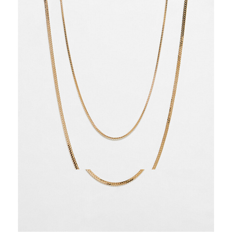 Pack de 2 collares dorados estilo cadena de serpiente y cadena veneciana de Faded Future