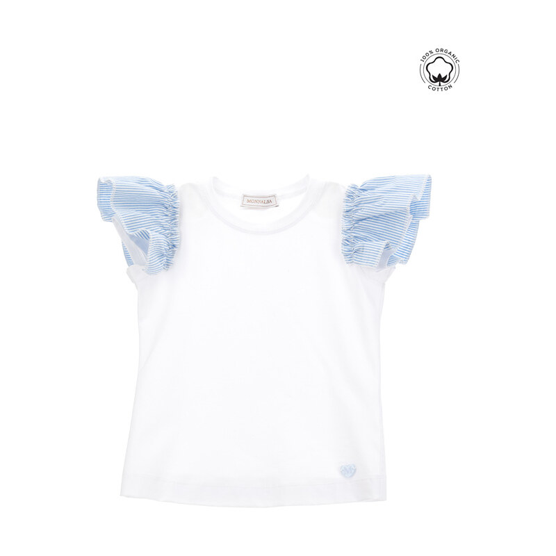 MONNALISA Camiseta de algodón orgánico con volantes