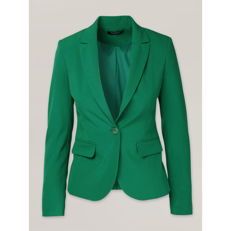 Willsoor Elegante chaqueta lisa para mujer en atrevido verde 16614