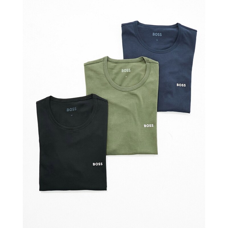 Pack de 3 camisetas de color verde, azul marino y negro de BOSS Bodywear-Multicolor