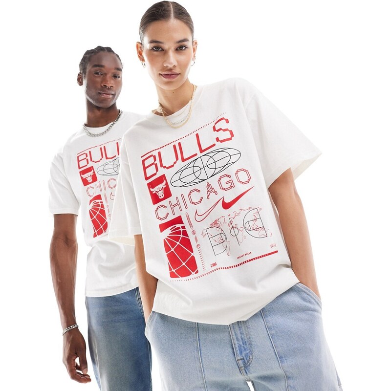 Camiseta roja y blanca unisex con logo de los Chicago Bulls de la NBA de Nike Basketball-Blanco