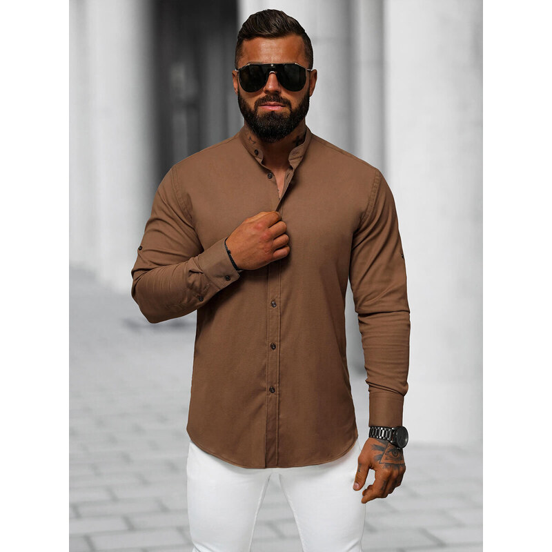 Camisa de hombre marrón OZONEE O/V104