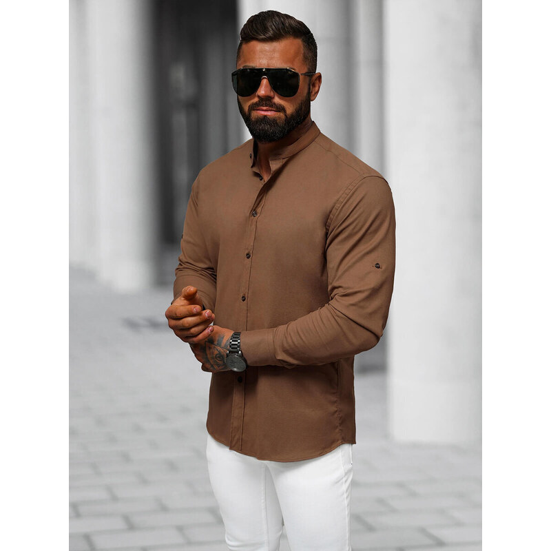 Camisa de hombre marrón OZONEE O/V104