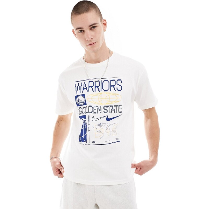 Camiseta blanco vela unisex con logo de los Golden State Warriors de la NBA de Nike Basketball