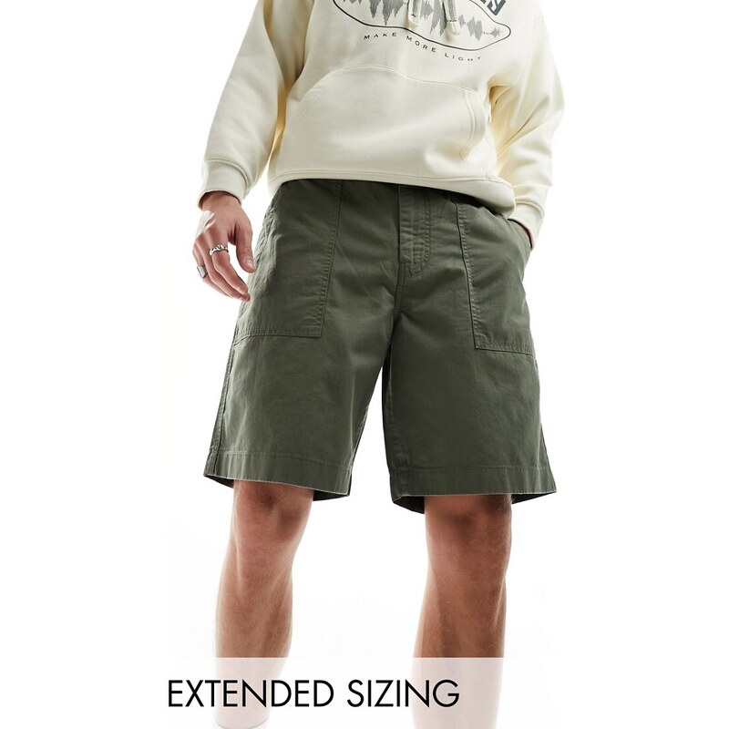 Pantalones cortos verde medio utilitarios de estilo militar de algodón y lino de GANT
