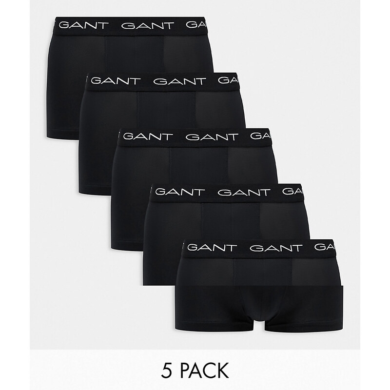 Pack de 5 calzoncillos negros con logo en la cinturilla de Gant
