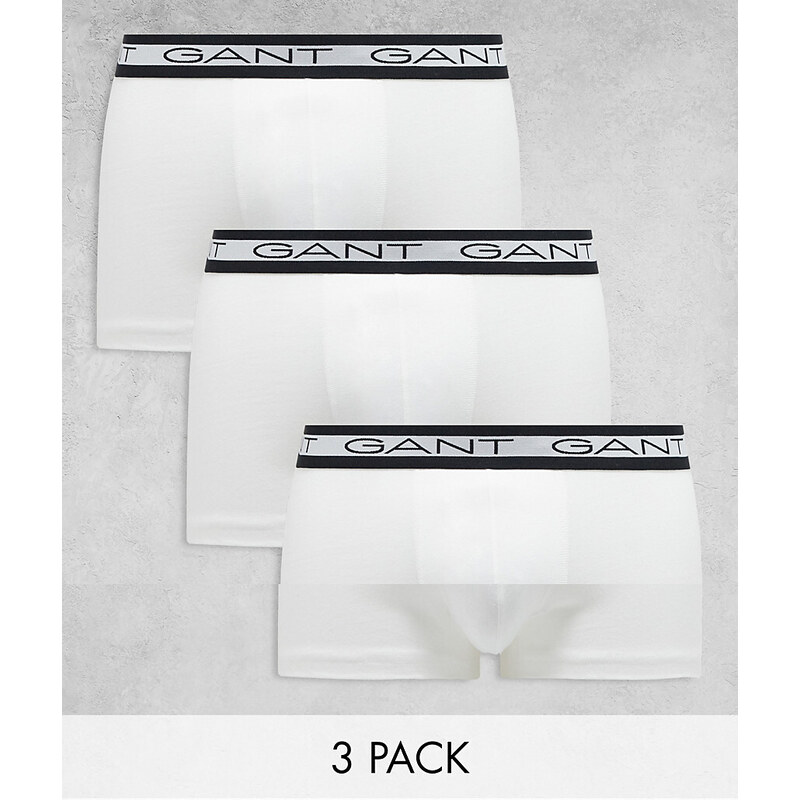 Pack de 3 calzoncillos blancos con logo en la cinturilla de GANT