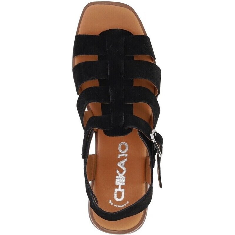 Chika 10 Zapatos Bajos Sandalias de Tacón Binka 02 Negro