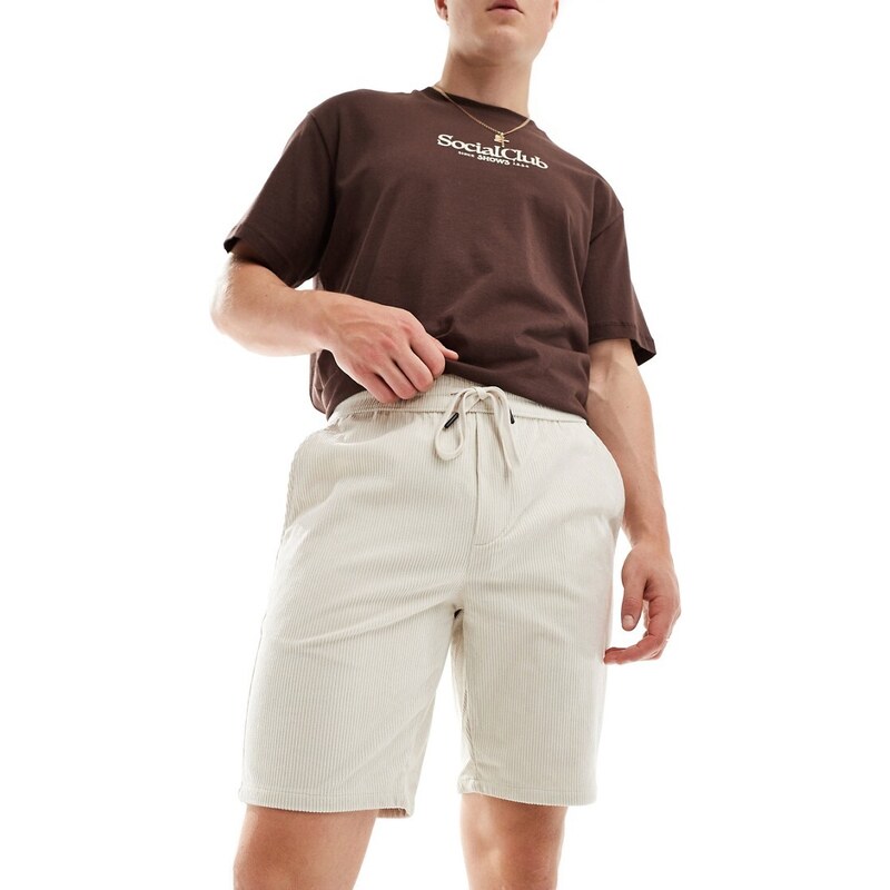 Pantalones cortos beis de pana de ONLY & SONS-Beis neutro
