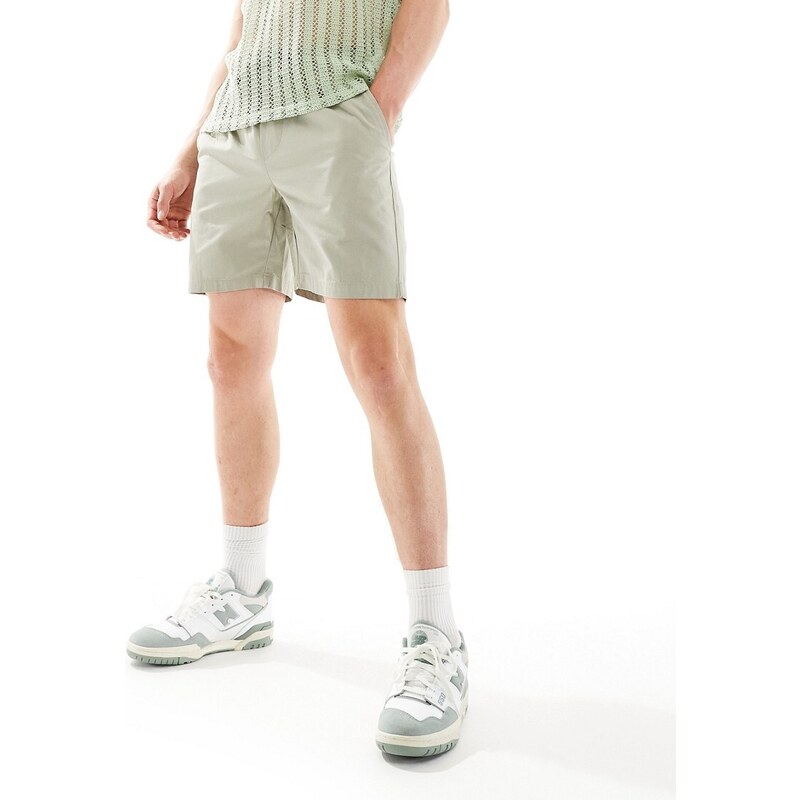 Pantalones cortos verde salvia sin cierres de sarga de ONLY & SONS