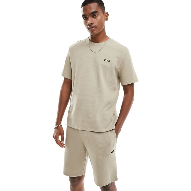 Camiseta beis de punto de arroz de BOSS Bodywear (parte de un conjunto)-Beis neutro