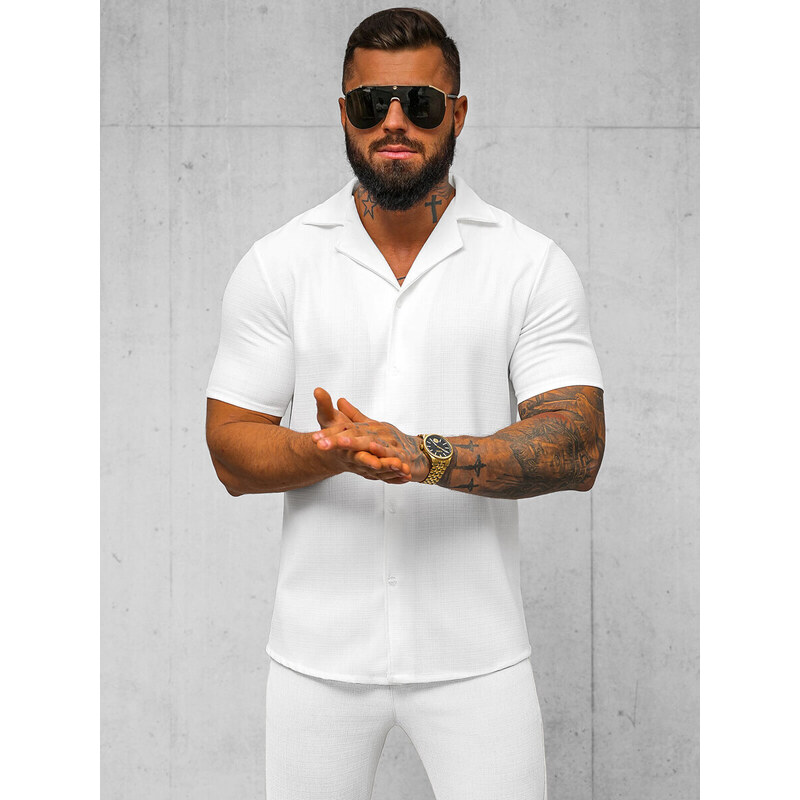 Camisa de hombre con manga corta blanca OZONEE O/Y971T